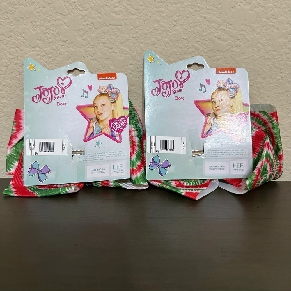 JoJo Siwa Hair Bows Christmas Green Red Tie Dye Rhinestone Bow Detail Holiday